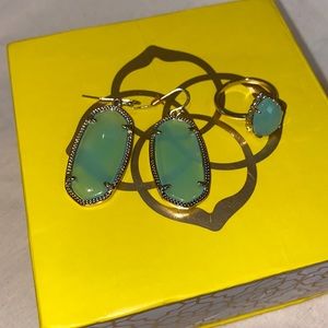 Kendra Scott Elle earrings -light green/gold and matching ring **Ring only**